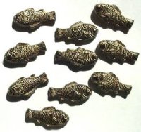 10 28x13mm Black and Gold Fish Beads
